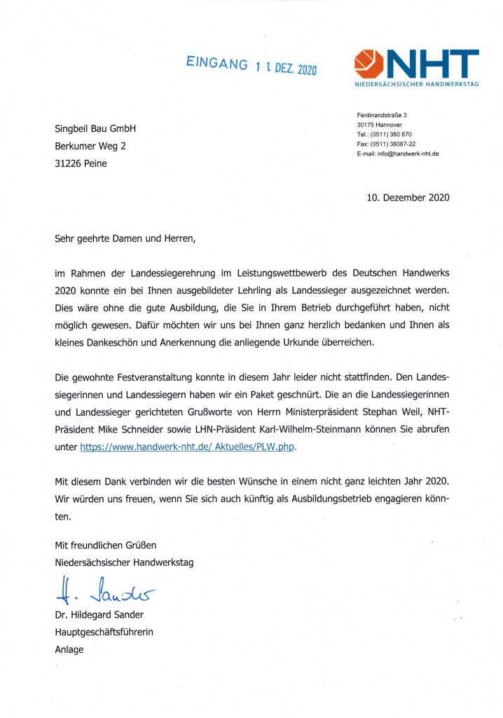 Brief zur Urkunde PLW - Fabian Rauls